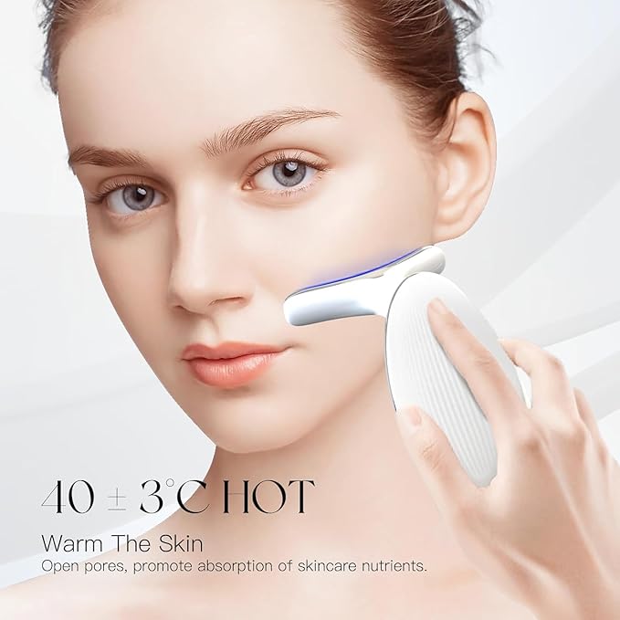 Mobify Premium Red Light Therapy Face and Neck Massager 7 in 1-7 LED Light Skin Rejuvenation & Wrinkle Removal Tool for Youthful, Radiant Skin face massager